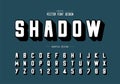 Shadow font and round alphabet vector, Typeface and letter number design