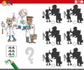 shadow game with cartoon scientists or inventors Royalty Free Stock Photo