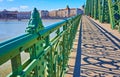 The shadow of the handrail on the walkway of Liberty Bridge, Budapest, Hungary