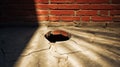 shadow hole in brick wall Royalty Free Stock Photo