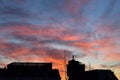 Shadow of Houses Beautiful Sunset Purple Red Orange Clouds Blue Sky Alkmaar Royalty Free Stock Photo