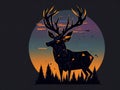 Shadow illustration of a deer in the woods paints a picture of nature\'s enigmatic beauty, as the forest comes alive with