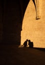 shadow of kissing couple on bright wall in the city Royalty Free Stock Photo