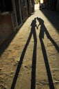 Shadow of kissing lovers Royalty Free Stock Photo