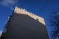 Shadow of a living block reflected on the brick wall of another living block in Balashikha, Russia. Royalty Free Stock Photo