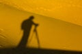 The shadow of a man in the sands of the desert Royalty Free Stock Photo