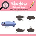 Shadow matching game Blimp side view vector illustration