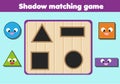 Shadow matching game. Kids activity with geometric shapes