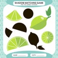 Shadow matching game. Find the correct shadows. Activity page for kids. Kindergarten worksheets by matching colorful