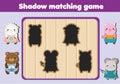 Shadow matching game. Kids activity with cute animals Royalty Free Stock Photo