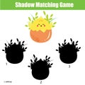 Shadow matching game. Kids activity with cute chicken Royalty Free Stock Photo