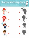 Shadow Matching Game for kids, Visual game for kid. Connect the dots picture,Education Vector Illustration