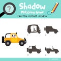 Shadow matching game Off-Road Vehicle cartoon character side view vector illustration Royalty Free Stock Photo