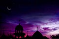 Shadow Mosques Dome on twilight gradient black and gold background. for eid al-fitr, arabic, Eid al-adha, new year muharram.