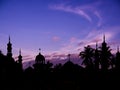 Shadow Mosques Dome on twilight gradient black and gold background.