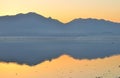 Shadow mountain in phayao Lake or kwan phayao Royalty Free Stock Photo