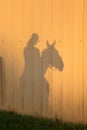 Shadow of an nknown equestrian rider a the wall Royalty Free Stock Photo