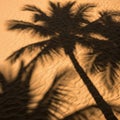 Shadow of a palm tree cast on sunlit sand, creating a textured pattern Royalty Free Stock Photo
