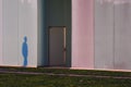 Shadow of people projected on the bus station of Pamplona, Spain