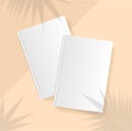 Shadow Plant Overlay Palm Leaf Effect Realistic Detailed 3d Book Cover Template Set. Vector