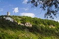 Shadow play on Beheading of John the Baptist Rock Friary with ancient monk caves cut in coquina cliff and modern monastery