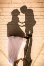 Shadow of posing wedding couple on ground Royalty Free Stock Photo