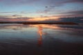 shadow run on the sunset beach Royalty Free Stock Photo