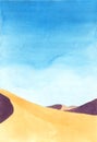 Shadow on the sand dunes. Watercolor hand painting illustration. Royalty Free Stock Photo