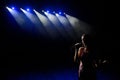 Shadow of singer in light on the stage Royalty Free Stock Photo