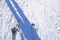 shadow of a skier on a closed slope for skiing in the Alps. Royalty Free Stock Photo