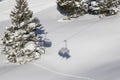 Shadow of a skier on a skilift