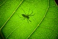 Shadow Spider on a green leaf Royalty Free Stock Photo
