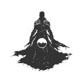 shadow stone sorcerer of faith, vintage logo line art concept black and white color, hand drawn illustration Royalty Free Stock Photo