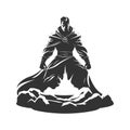 shadow stone sorcerer of faith, vintage logo line art concept black and white color, hand drawn illustration