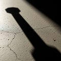 A shadow of a tall object possibly a lamp post is cast on a concrete surface Royalty Free Stock Photo