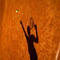 Shadow of a tennis player in action