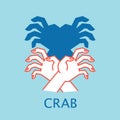 Shadow Theater. Hands gesture like Crab. Vector illustration of Shadow Hand Puppet. Royalty Free Stock Photo