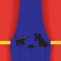 Silhouettes of animals on a theater stage, shadow puppet theatre concept