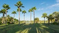 Shadow tree and tree palm at the darden Royalty Free Stock Photo