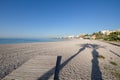 Shadow of two palm trees on a beach of Benicassim Royalty Free Stock Photo