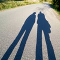 Shadow of two people on the Brocken road in the Nationalpak Harz