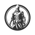 shadow viridian duelist, vintage logo line art concept black and white color, hand drawn illustration Royalty Free Stock Photo