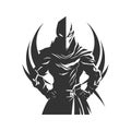 shadow viridian duelist, vintage logo line art concept black and white color, hand drawn illustration Royalty Free Stock Photo