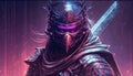 Shadow warrior cyberpunk ninja. Generative AI