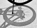 Shadow of the wheel bicycle.