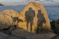 Shadow of woman, man and dog Royalty Free Stock Photo