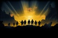 Shadowed Heroes capture the bravery and action of army soldier silhouettes Royalty Free Stock Photo