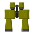 Army binoculars. The tourist field-glass for travelers.The field-glass in flat style a vector.
