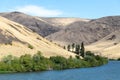 Shadows cast on the basalt rocks of the Yakima Canyon in Central Washington Royalty Free Stock Photo