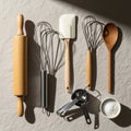 Shadows cast by the utensils suggest a light source from the upper left Royalty Free Stock Photo
